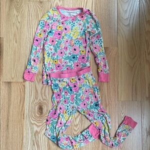 Little Sleepies Floral Kids Pajama Set. Size 7/8